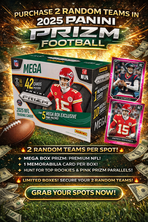 Friday: Purchase 2 Random Teams in 2025 Panini Prizm Football Mega Box ID 25PRIZMFBMG101