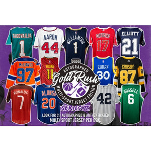 2020 Gold Rush Autographed Multi-Sport Jersey Edition Series 2 Box ID 20GRMSJERS2216