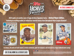 PLAYER CHECKLIST BREAK: 2020 Topps Archives Signature Series Retired Player Ed Baseball Box ID 20ARCHRETSEP111