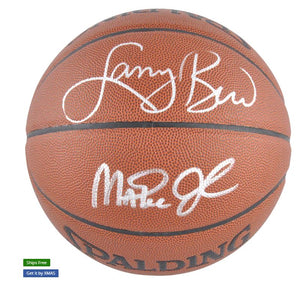 Larry Bird Boston Celtics & Magic Johnson Los Angeles Lakers Dual Autographed Spalding Indoor/Outdoor Basketball