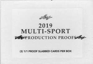LAST NAME LETTER: 2019 Leaf 1 OF 1 Multi Sport Pre Production Proof Box ID 19MULTIPREPROD493