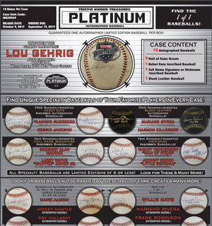 LAST NAME LETTER: 2019 Tristar Autographed Baseball Platinum Edition Series 2 ID PLTBLLJUNE103