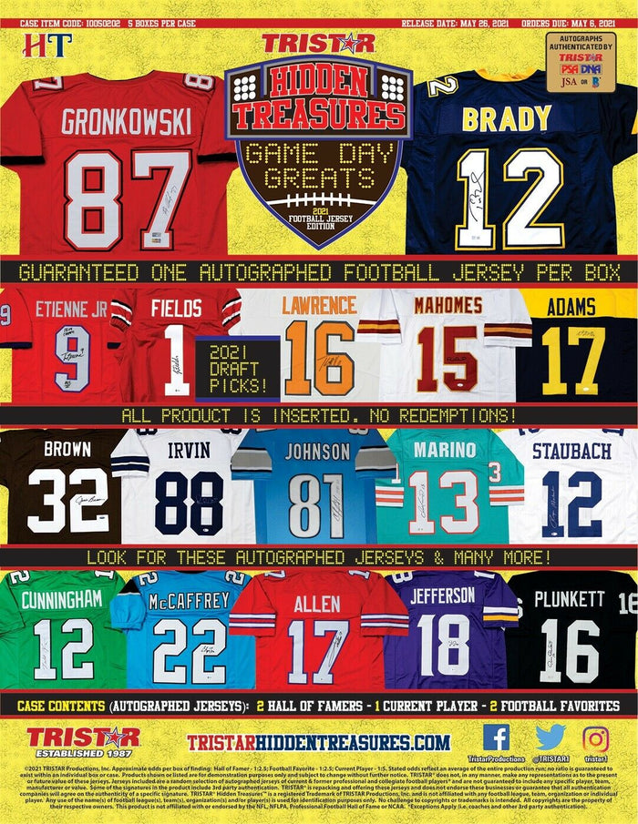 Purchase 2 Teams: 2021 Tristar Hidden Treasures Game Day Greats Jersey Series 2 Football ID TRIGDGJERS201